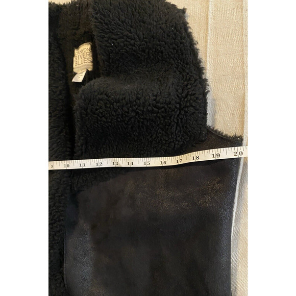 Canyon River Blues Vest Womens L / XL Black Faux Suede & Faux Fur Lined Vest - Picture 7 of 10